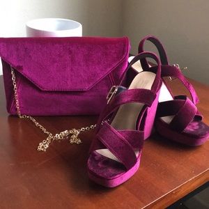 Maroon Chunky Heals and Matching Envelope Purse